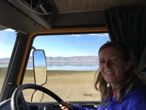 Driving an overlanding truck in Kyrgyzstan