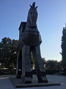 The Trojan horse at Troy which is an ancient site in Turkey that is steeped in myth and legend