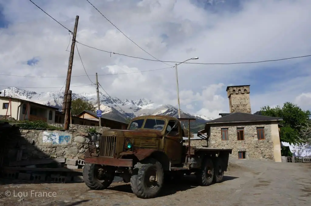 After a day skiing in Mestia, explore the old back streets