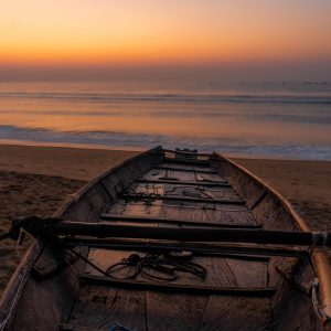 fishing boat at sunrise