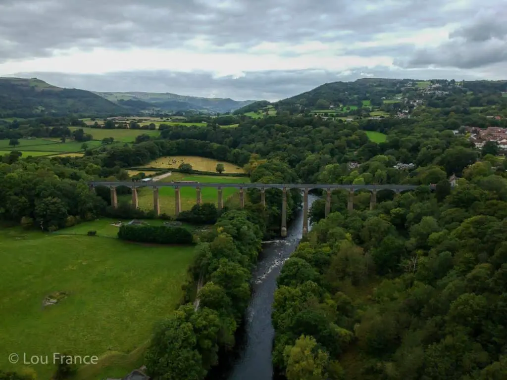 An aerial shot of Pontcysyllte Aqueduct