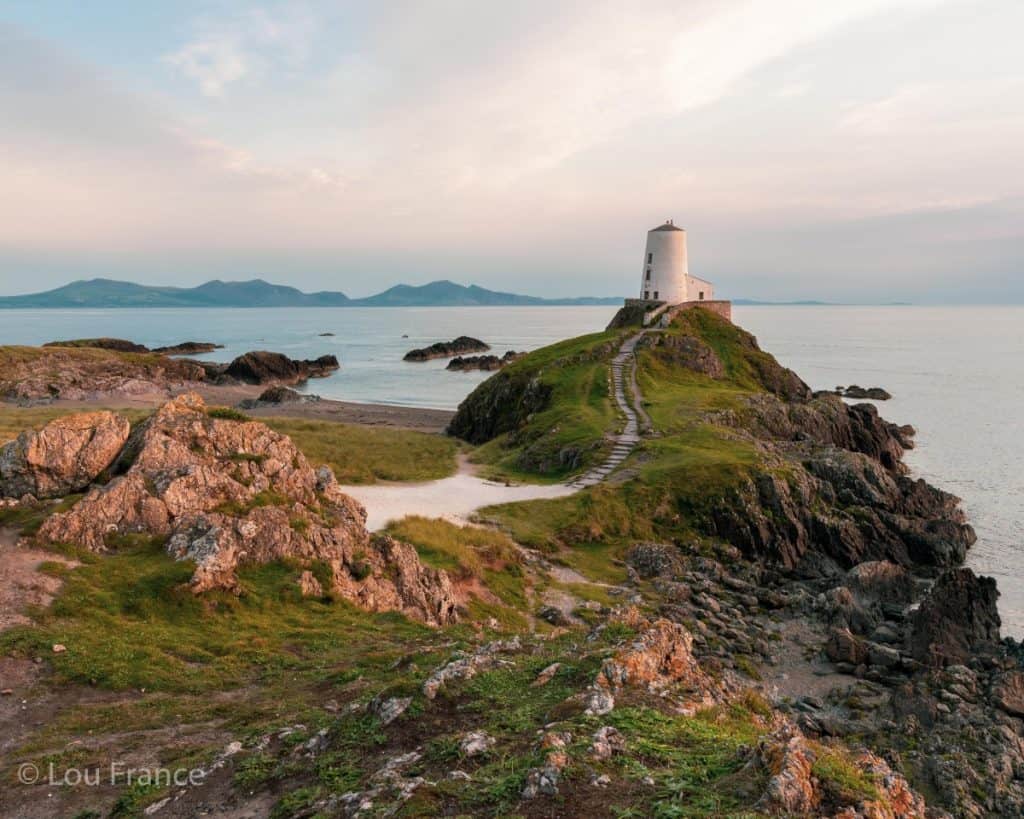 Twr Mawr lighthouse on Ynys Llanddwyn is a popular spot for photography in North Wales