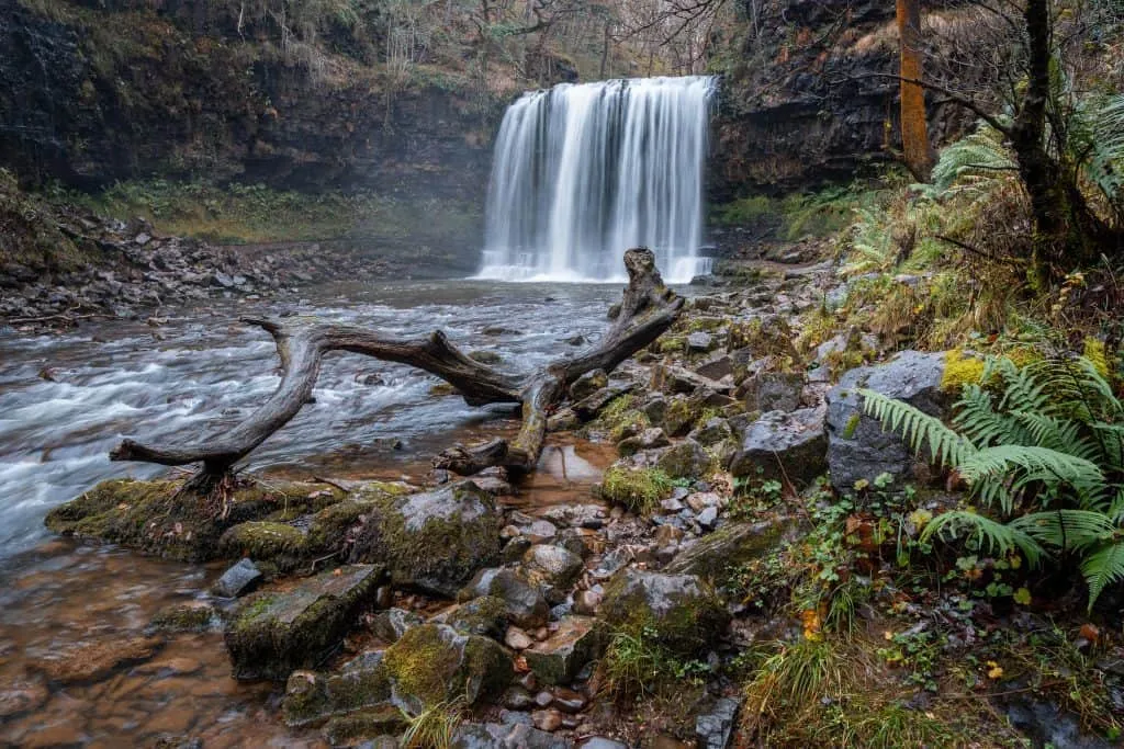 Sgwd yr Eira on the Four Waterfalls Walk is a popular waterfall in Wales