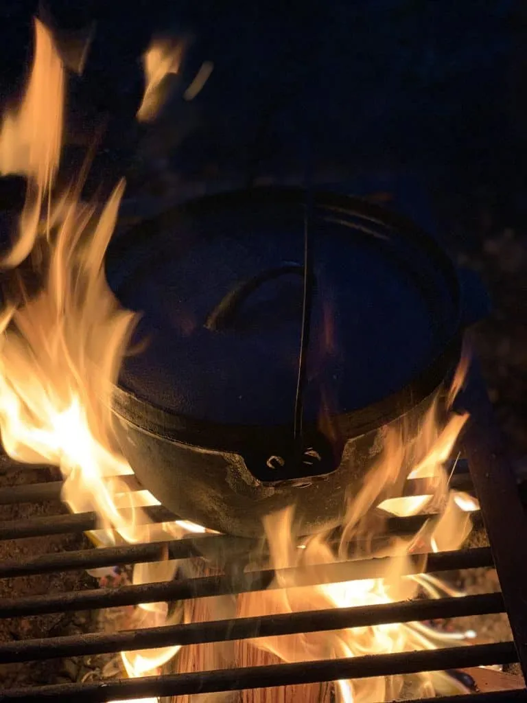 Dutch oven cooking over the campfire