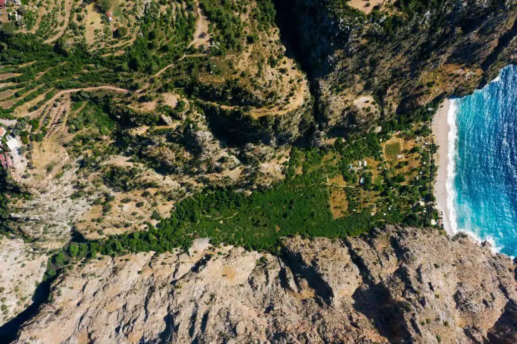 Overhead view of Butterfly Valley fethiye