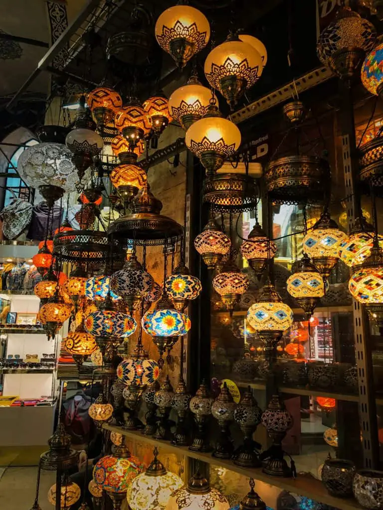 Lamps at the Grand Bazar on a Turkish road trip