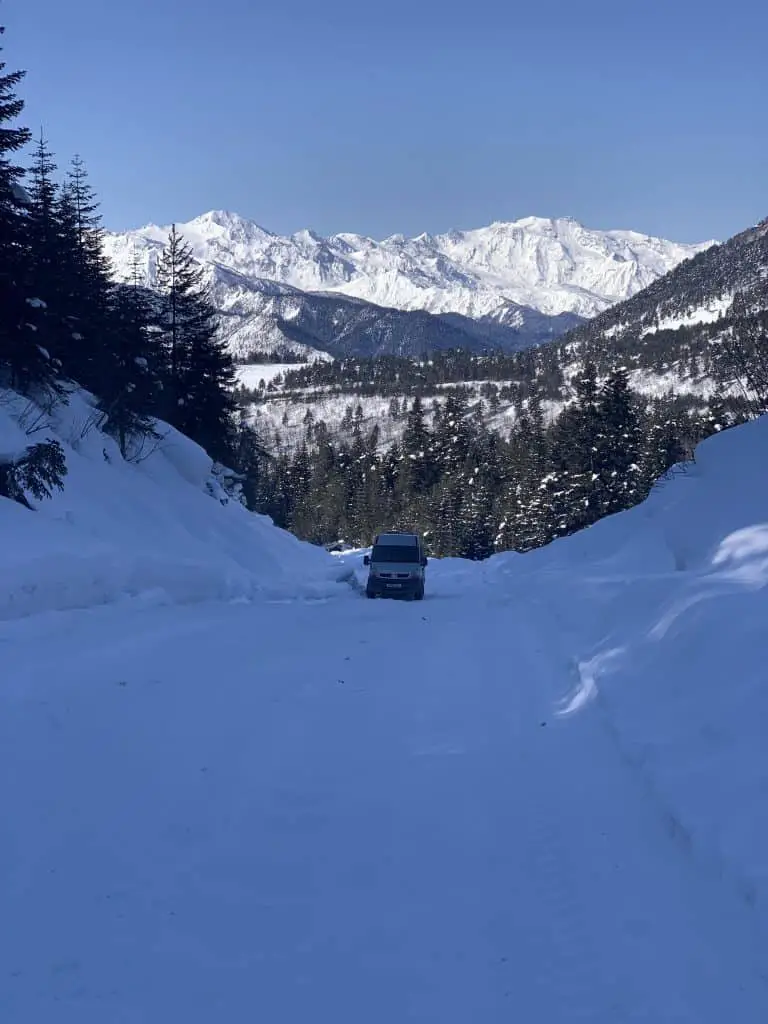 Campervan driving in winter