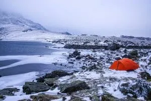 Winter camping in Wales