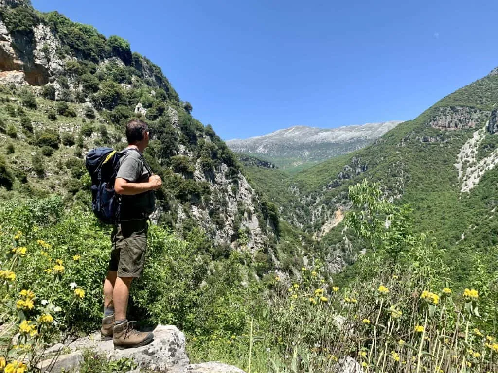 We carry the day hiking essentials whichever country we hike in, including this hike in Vikos Gorge, Greece