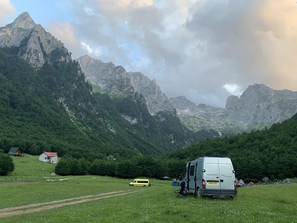 Our campervan parked Prokletije NP during our trip around Montenegro 