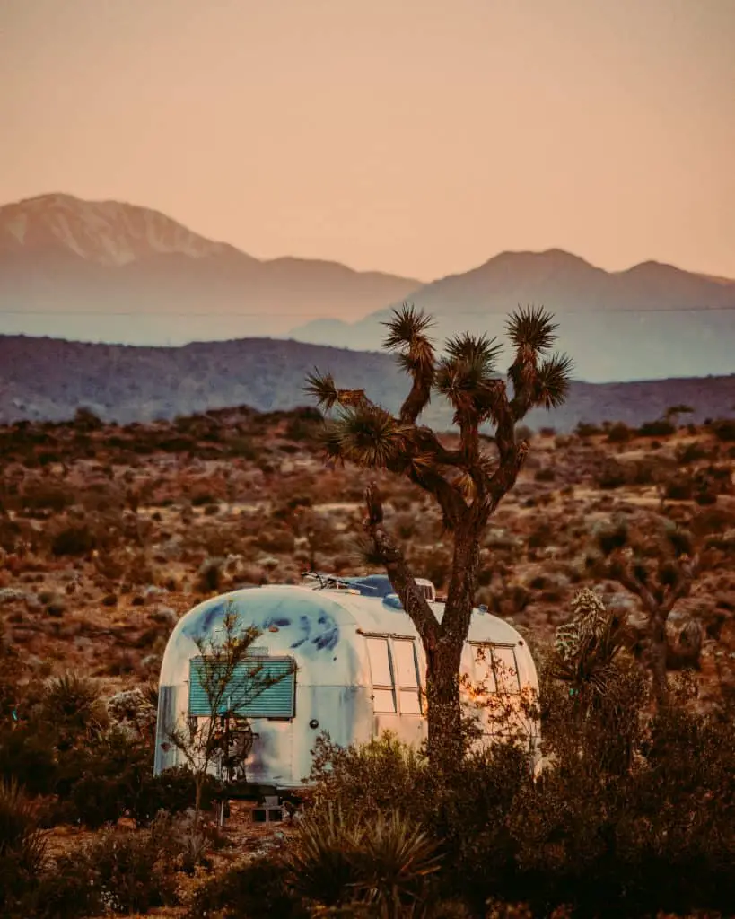 Sleeping in a classic airstream is one of the best place to stay in Joshua Tree