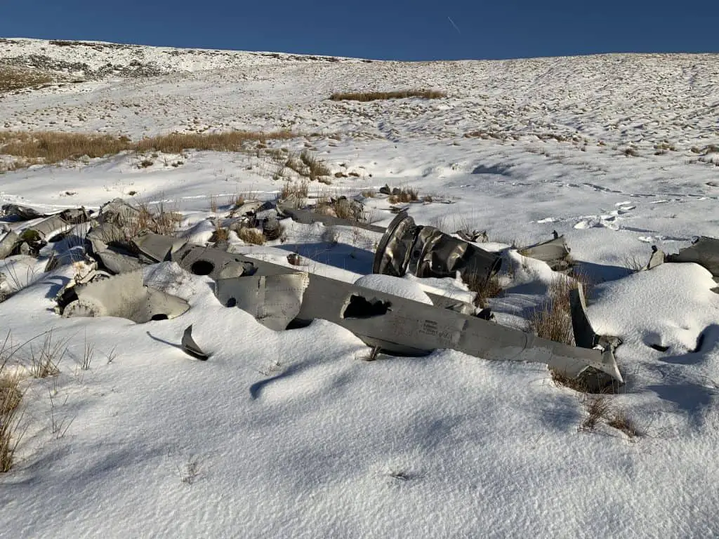 Crash site remains of the Vampire jet VZ106