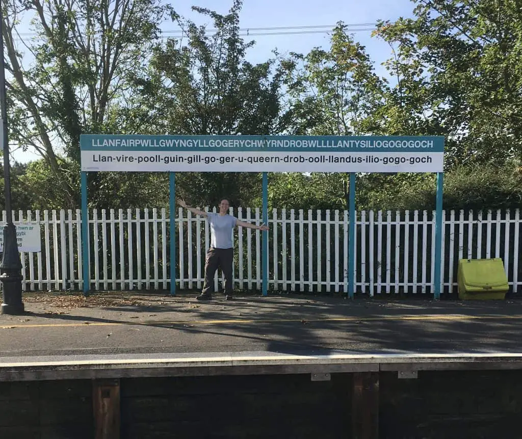 Lou France at Llanfairpwll train station
