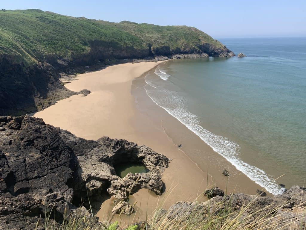 Blue Pool Bay is a popular Gower beach choice for those who want to take a dip in the plunge pool